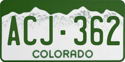 CO license plate ACJ362