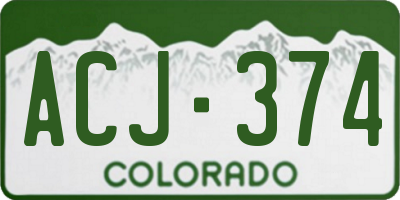 CO license plate ACJ374