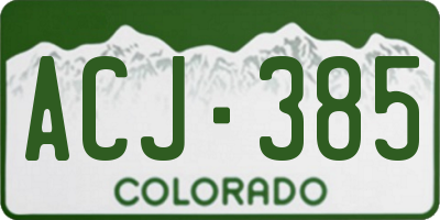 CO license plate ACJ385