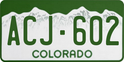 CO license plate ACJ602