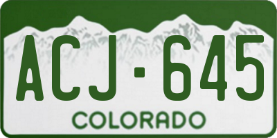 CO license plate ACJ645