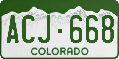 CO license plate ACJ668