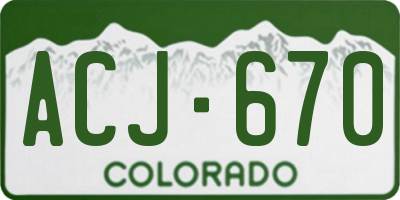 CO license plate ACJ670