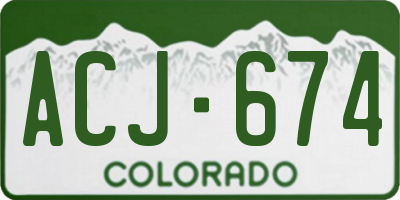 CO license plate ACJ674