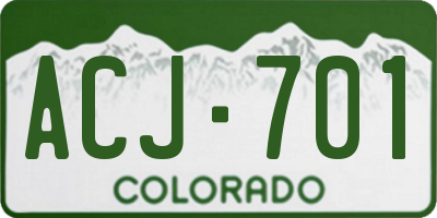 CO license plate ACJ701