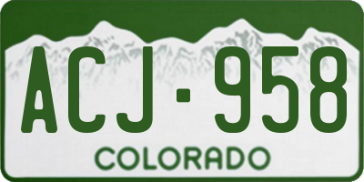 CO license plate ACJ958