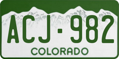 CO license plate ACJ982