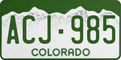 CO license plate ACJ985