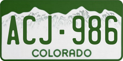 CO license plate ACJ986