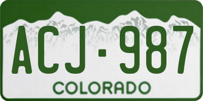 CO license plate ACJ987