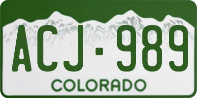 CO license plate ACJ989