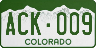 CO license plate ACK009
