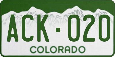 CO license plate ACK020