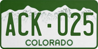CO license plate ACK025