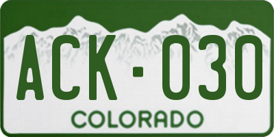 CO license plate ACK030