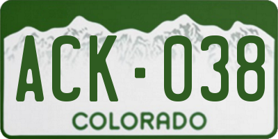 CO license plate ACK038
