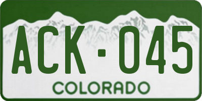 CO license plate ACK045