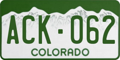 CO license plate ACK062