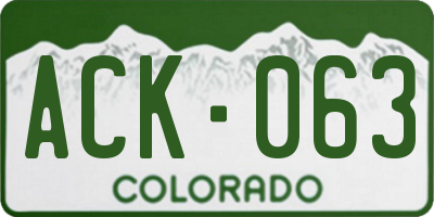 CO license plate ACK063