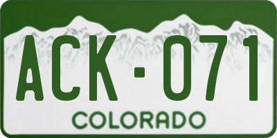CO license plate ACK071