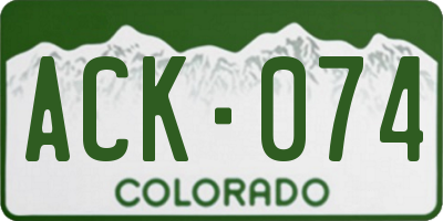 CO license plate ACK074