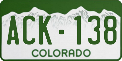 CO license plate ACK138