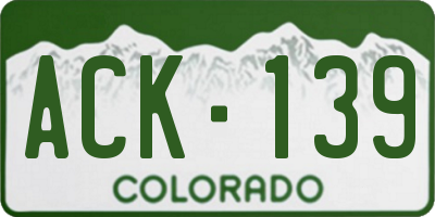 CO license plate ACK139