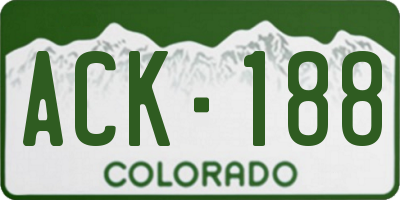 CO license plate ACK188