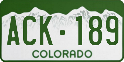 CO license plate ACK189