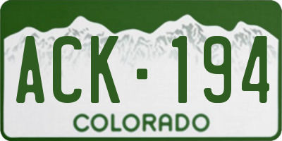 CO license plate ACK194