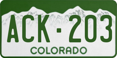 CO license plate ACK203