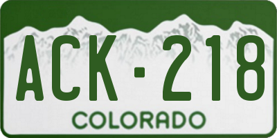 CO license plate ACK218
