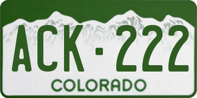 CO license plate ACK222