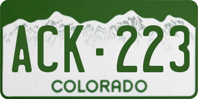 CO license plate ACK223