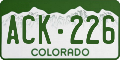 CO license plate ACK226