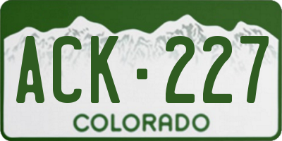 CO license plate ACK227