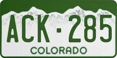 CO license plate ACK285