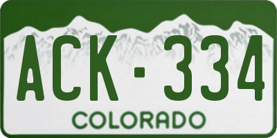CO license plate ACK334