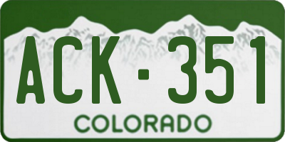 CO license plate ACK351