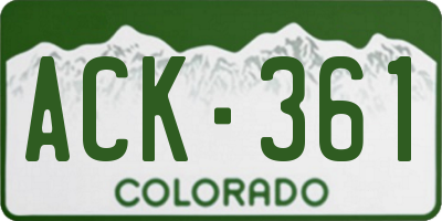 CO license plate ACK361