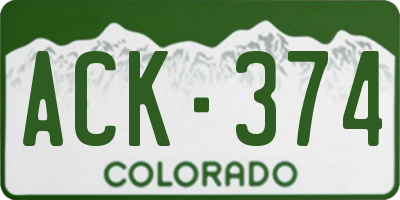 CO license plate ACK374