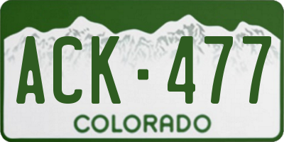 CO license plate ACK477