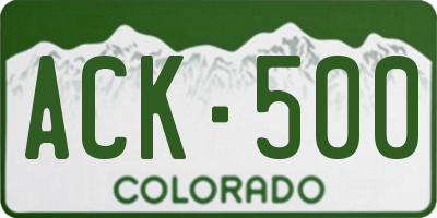 CO license plate ACK500