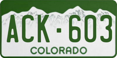 CO license plate ACK603