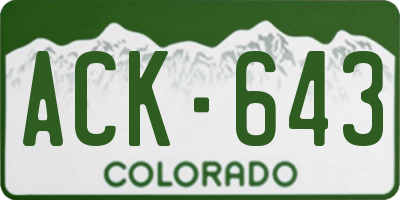 CO license plate ACK643
