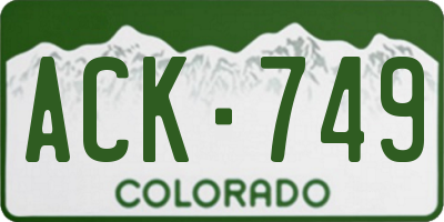 CO license plate ACK749