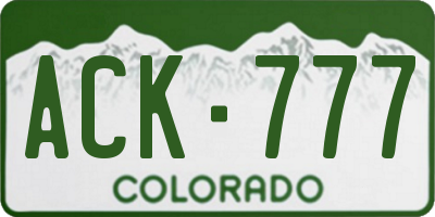 CO license plate ACK777