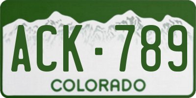 CO license plate ACK789