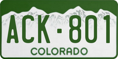 CO license plate ACK801
