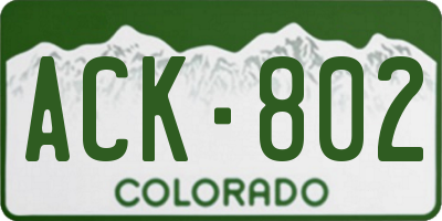 CO license plate ACK802